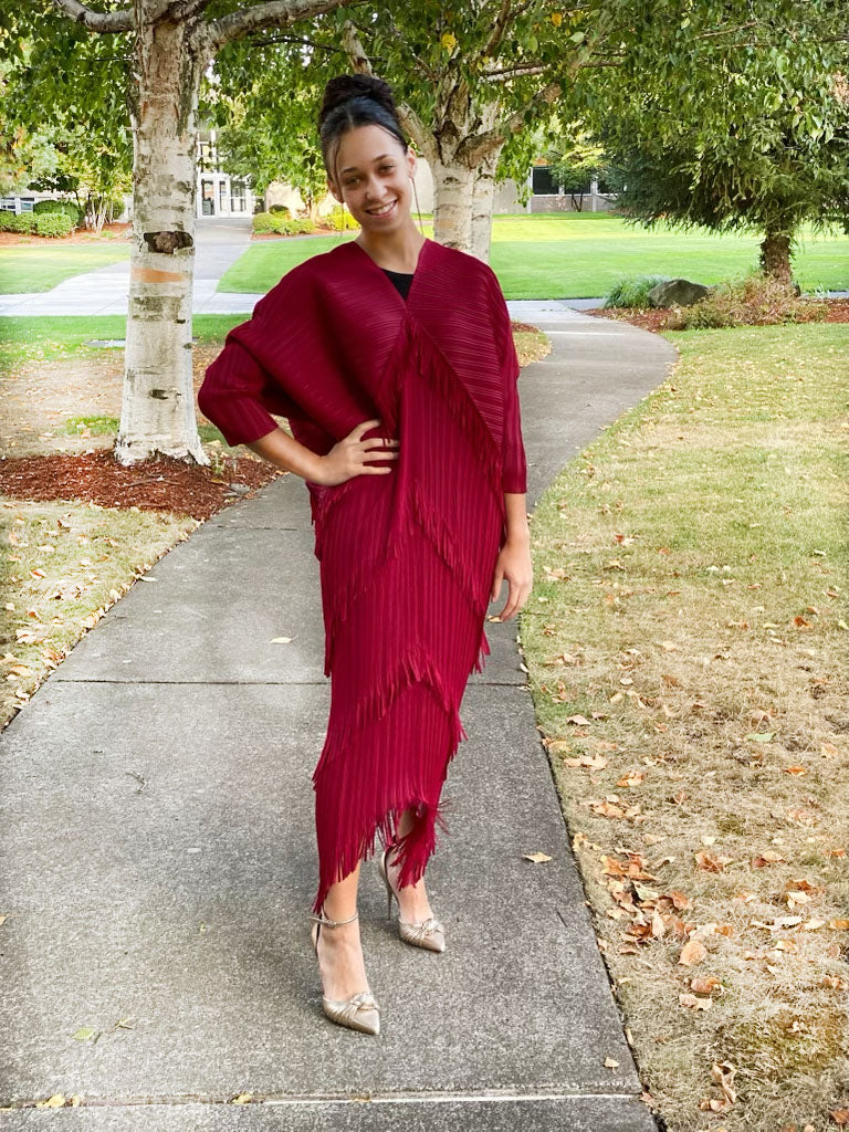 Fringe clearance wrap dress